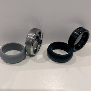 Rubber and Titanium Rings for Men